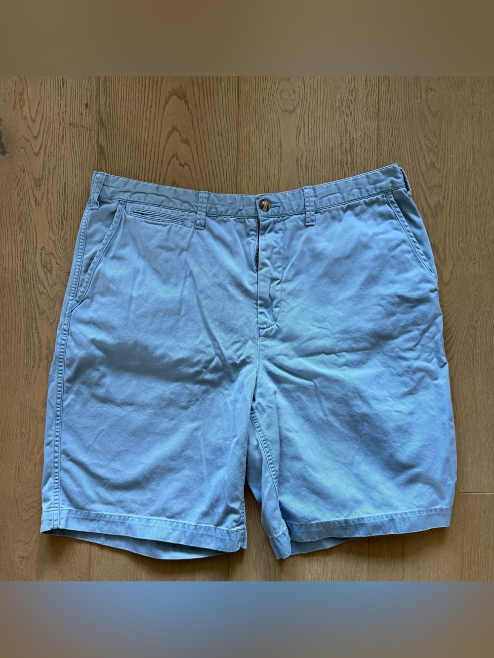 Ralph Lauren Light Blue Cotton Flat-Front Shorts Relaxed Fit